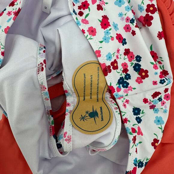 Beachsissi Women's Drawstring Side Two Piece Swimsuit Floral Print Tankini Set M - Picture 8 of 8